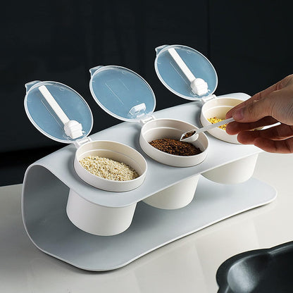 Silicone 3 Compartment Seasoning Storage Box