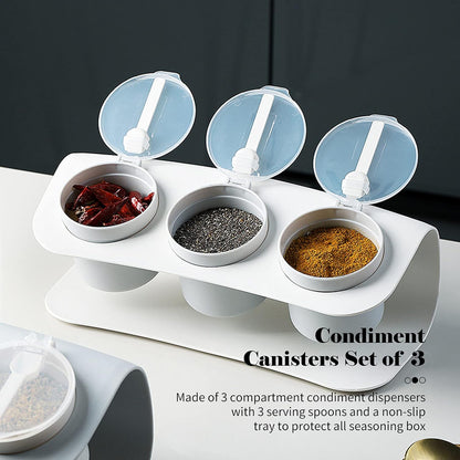 Silicone 3 Compartment Seasoning Storage Box