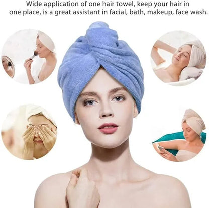 Ultra-Soft Coral Fleece Hair Drying Cap with Cloud Texture